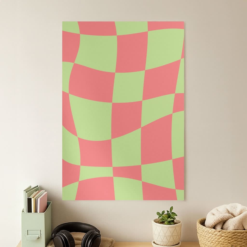 Abstract Red And Green Christmas Pattern Poster