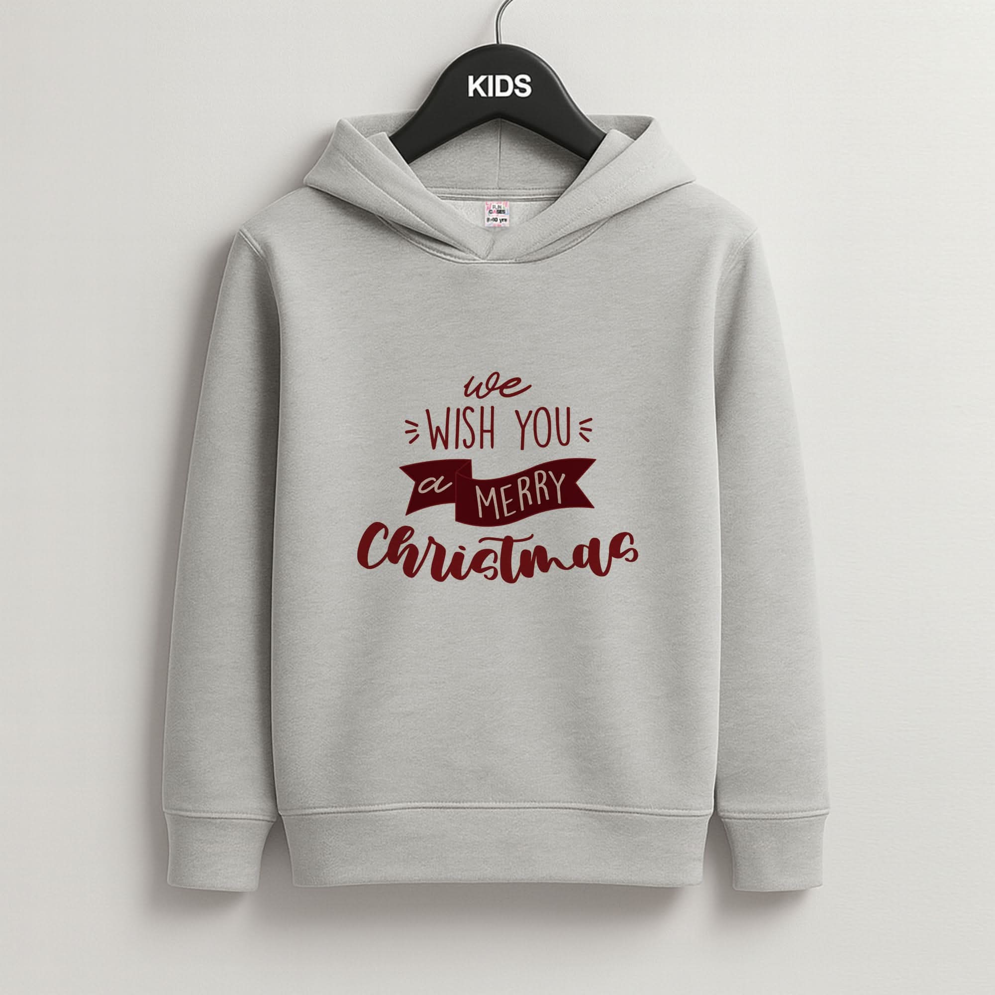 We Wish You A Merry Christmas Quote Grey Kids Hoodie