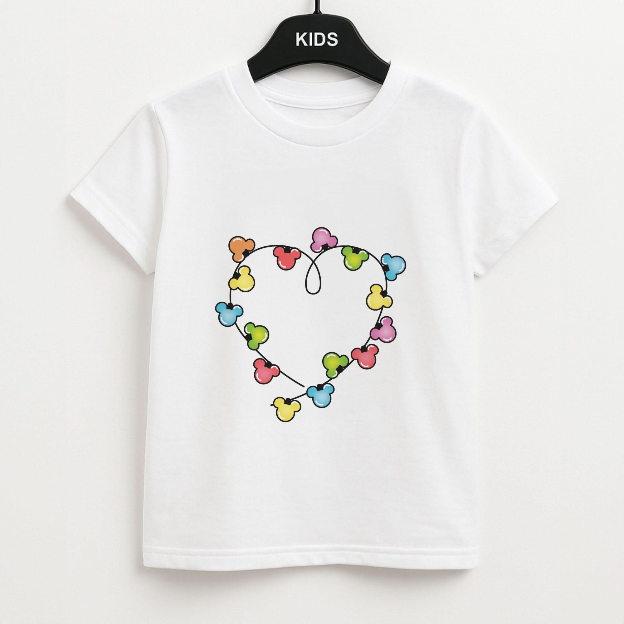 Cartoon Mouse Christmas Fairylights Heart Kids Unisex T-Shirt