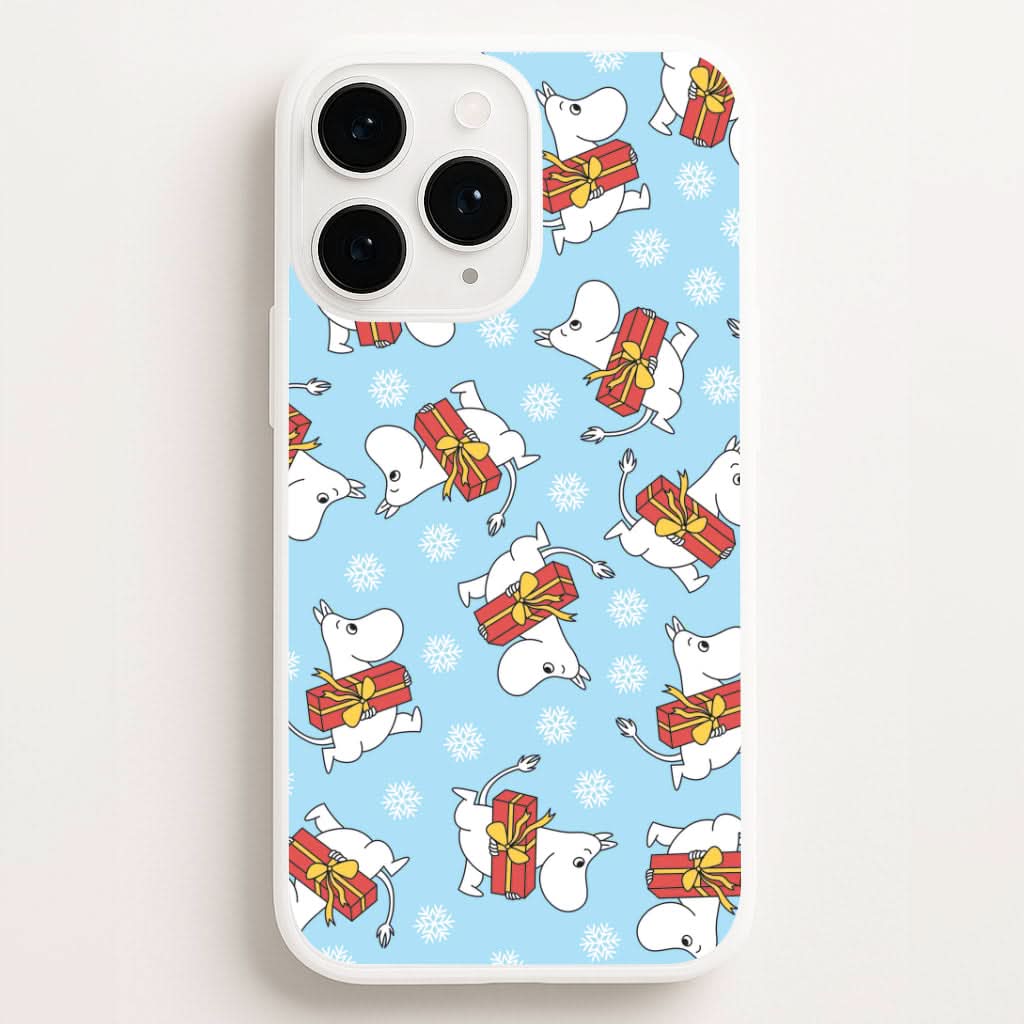 Present And Snowflakes Moom Pattern Phone Case for Apple iPhone, Samsung Galaxy, Huawei and Google Pixel