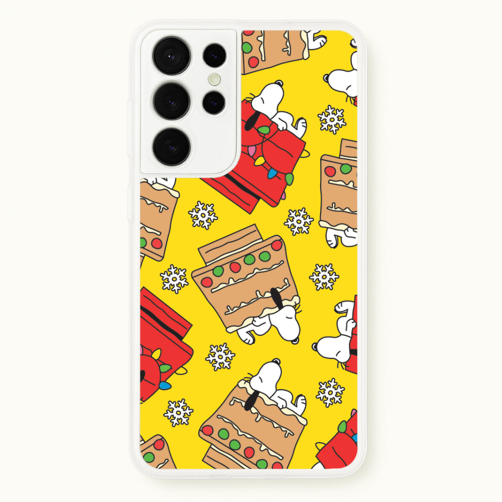Cartoon Beagle Fairylights And Gingerbead Pattern Galaxy S21 Ultra Case