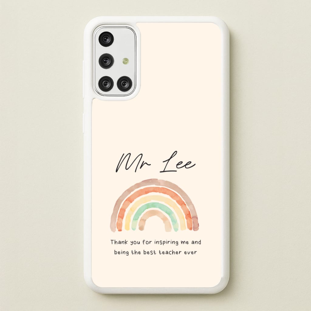 Biege Personalised Teacher Rainbow Galaxy A71 Case
