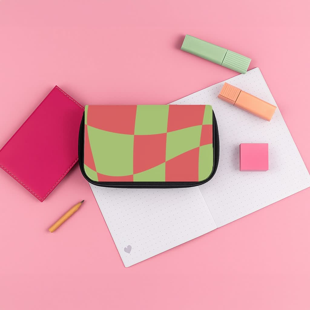 Abstract Red And Green Christmas Pattern Pencil Case
