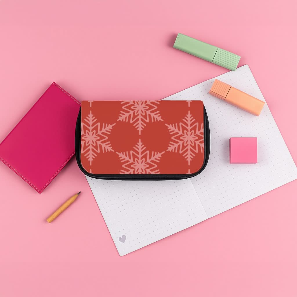 Red Giant Snowflakes Christmas Pattern Pencil Case