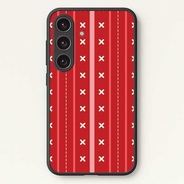 Stripes And Stitches Red Christmas Pattern Galaxy S24 Case
