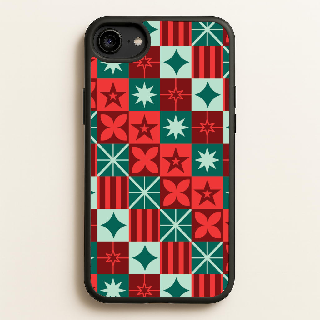 Geometric Square Christmas Pattern iPhone 6 / 7 / 8 / SE Case