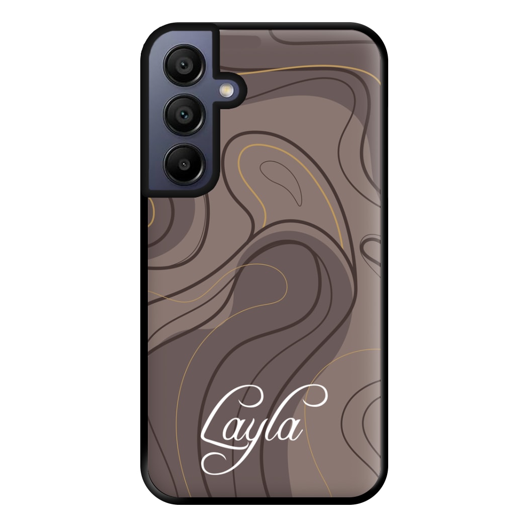 Brown Marble Waves Personalised Name Galaxy A15 Case