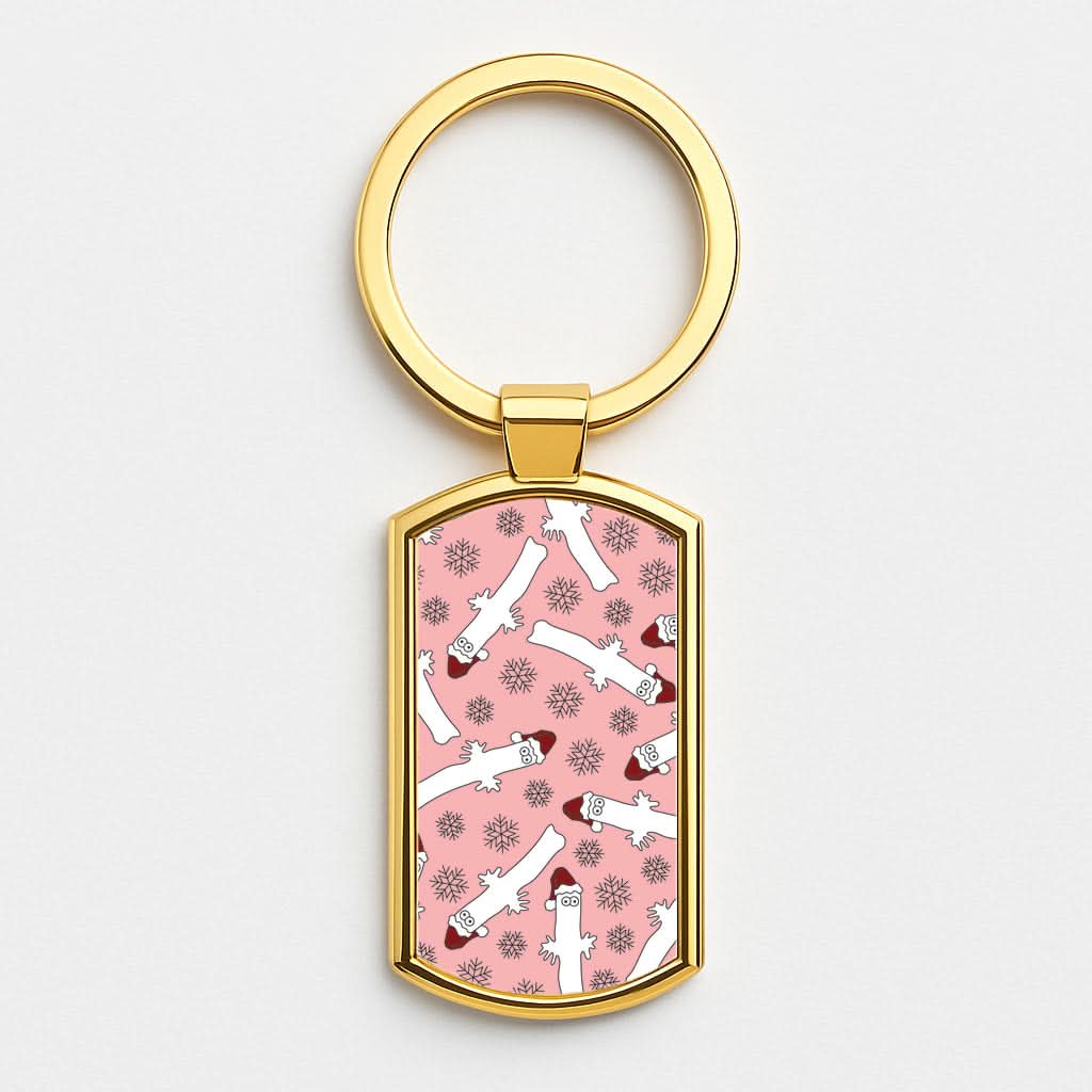 Wiggly Moom Xmas Hat Pattern Gold Keyring
