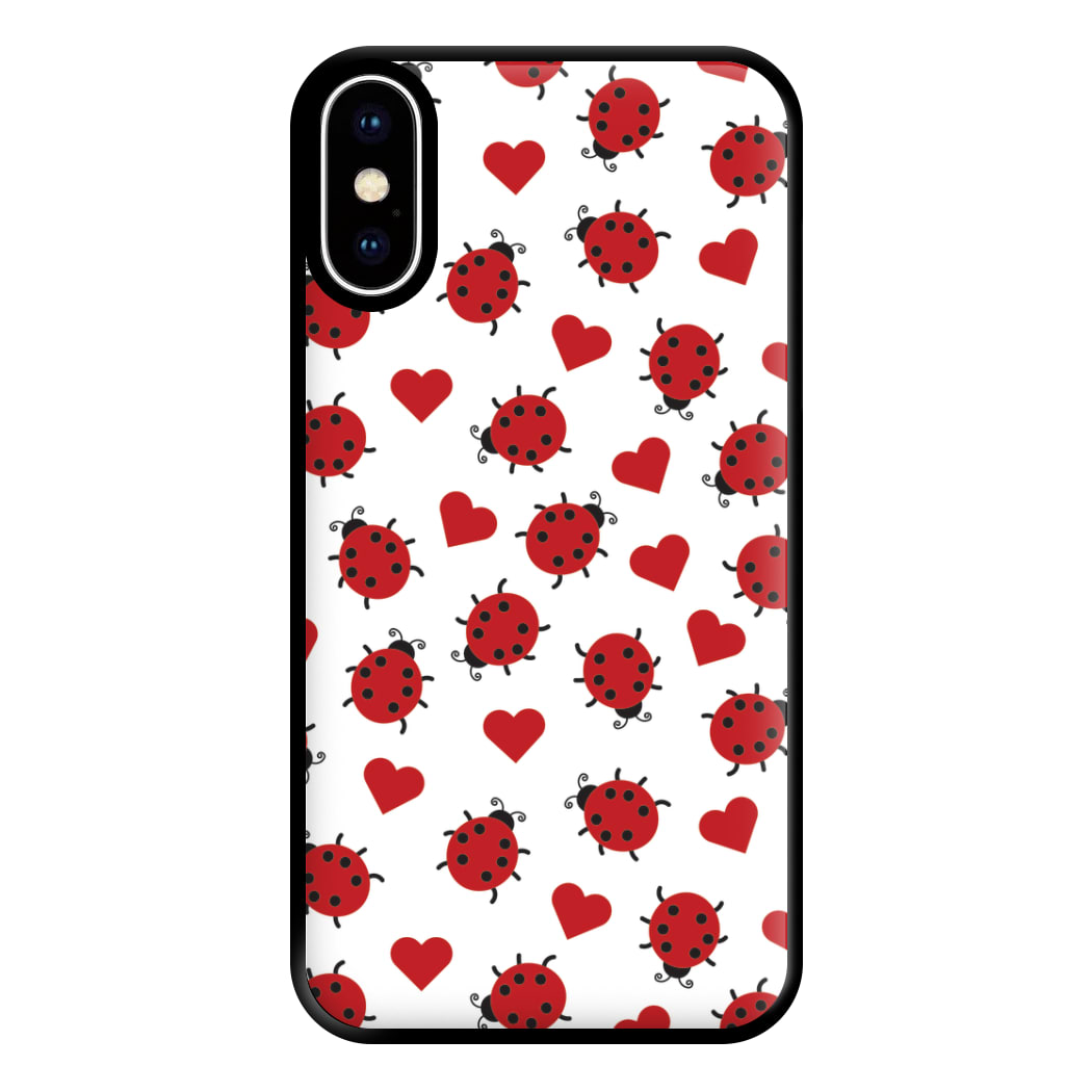 Ladybugs And Hearts Pattern iPhone XS Max Case