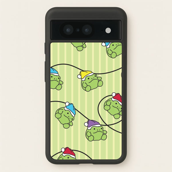 Christmas Frog Plush Fairylights Pattern Google Pixel 8 Case