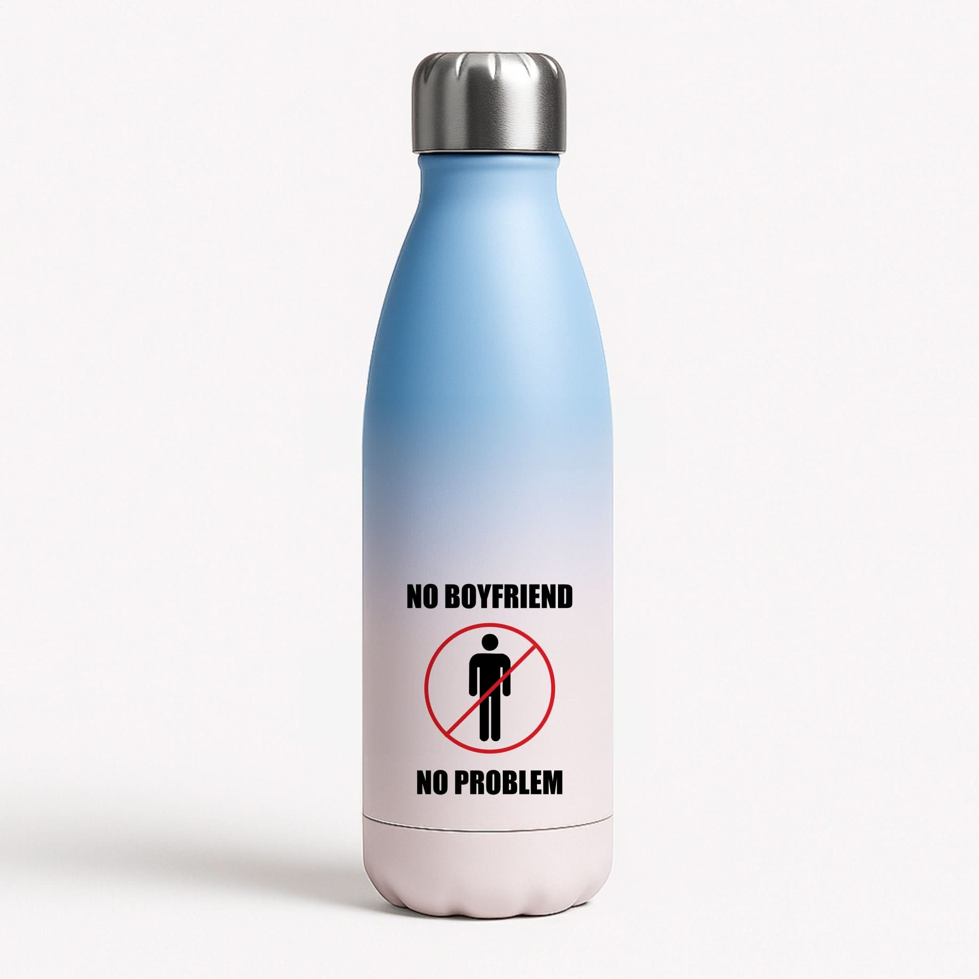 No Boyfriend No Problem Blue Water Bottle