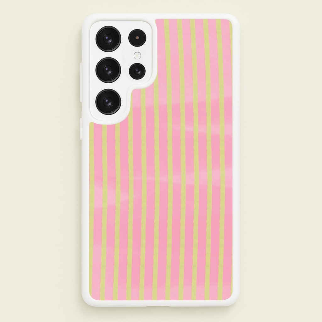 Pink Meadow Stripes Galaxy S22 Ultra Case