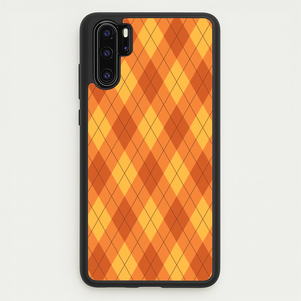 Orange Argyle Pattern Huawei P30 Pro Case