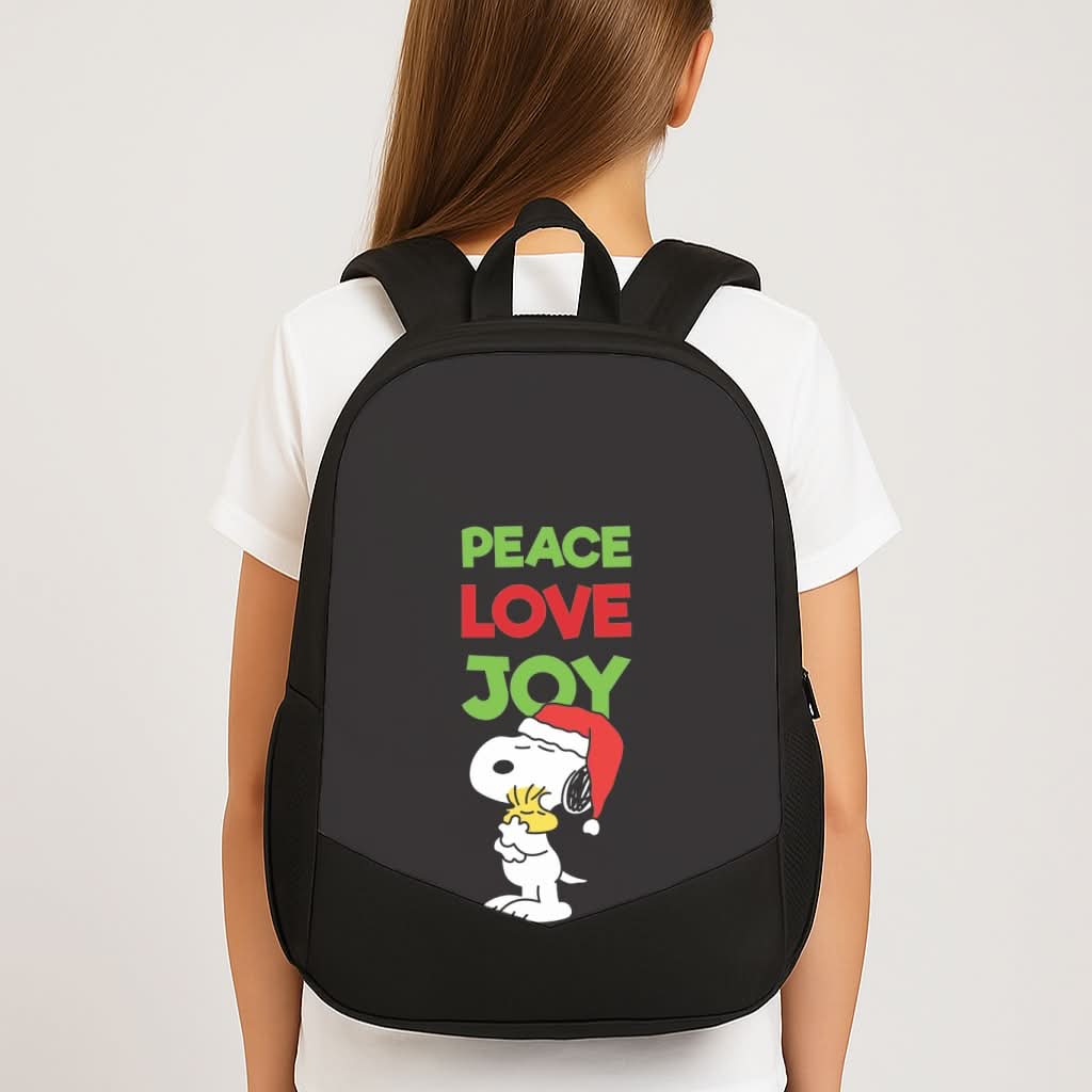Peace, Love, Joy Christmas Cartoon Beagle School Bag