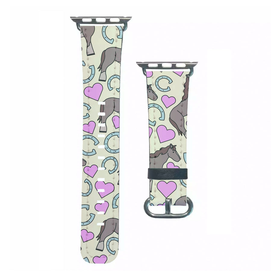 Horses And Horseshoes Pattern - Horses Apple Watch Strap