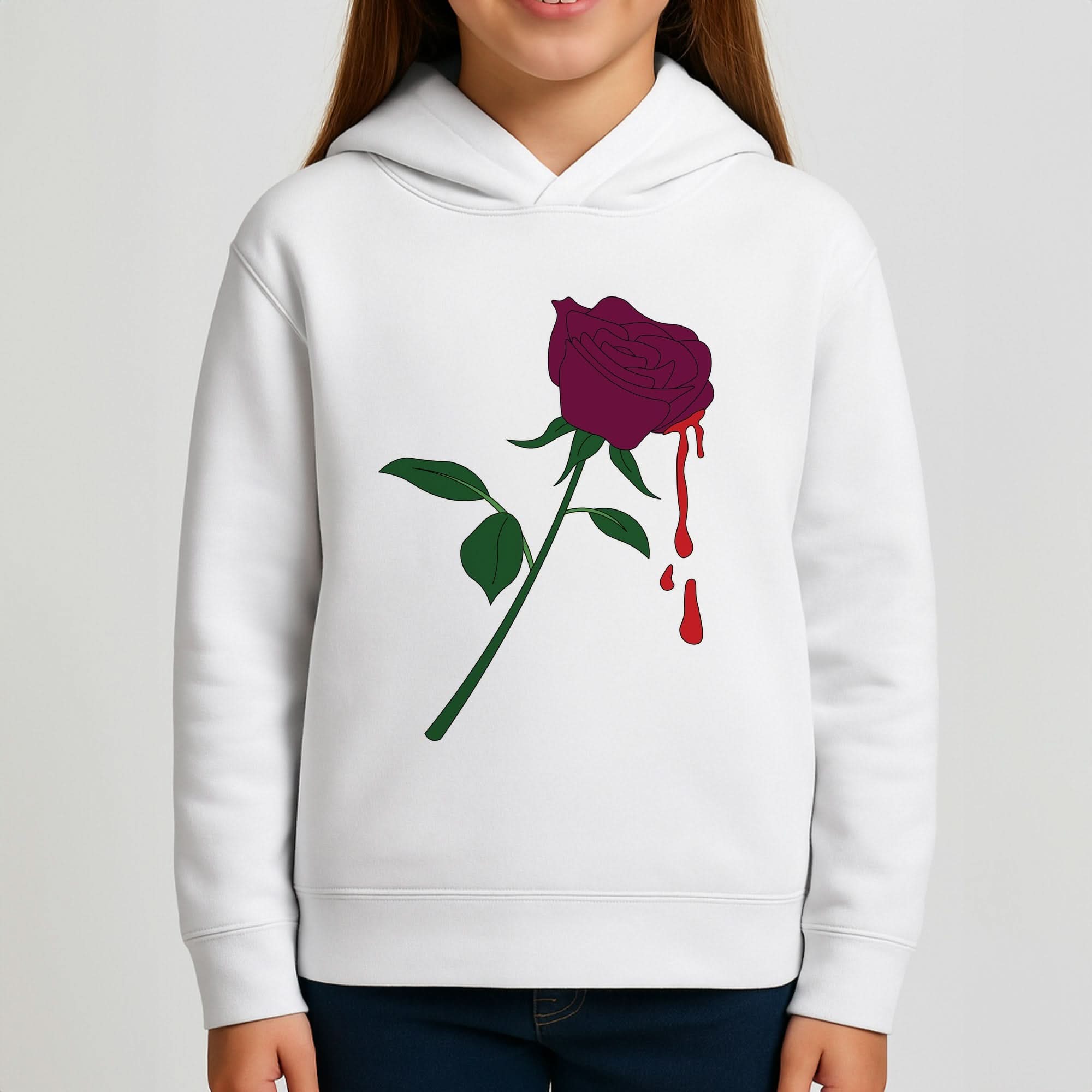 Dark Pink Rose Girls Hoodie