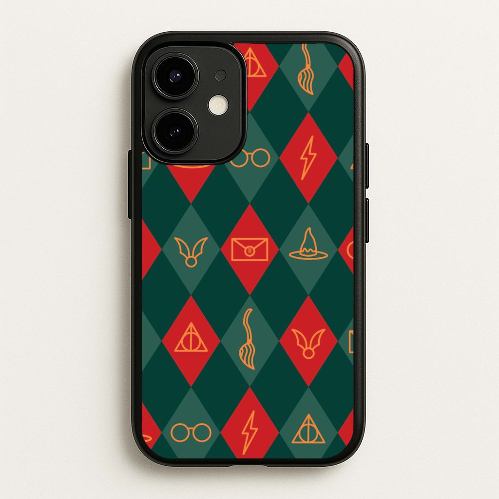 Christmas Wizard Icons Argyle Pattern iPhone 12 Mini Case