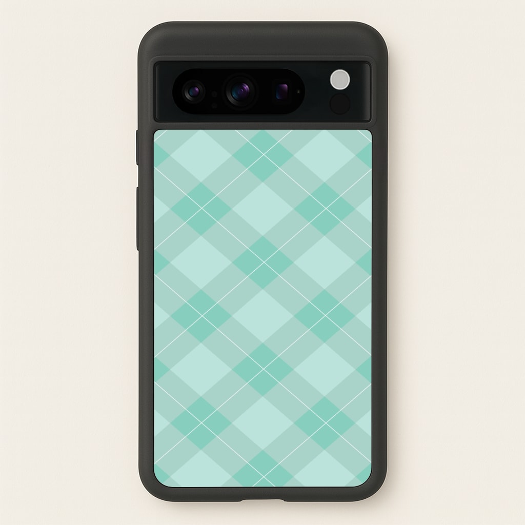 Light Cyan Tartan Christmas Pattern Google Pixel 8 Pro Case