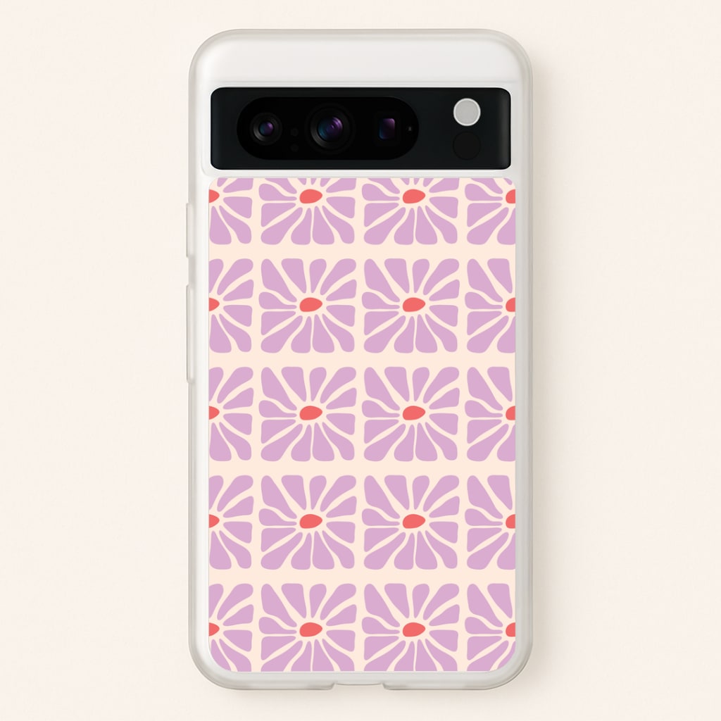 Square Abstract Flowers Mauve Google Pixel 8 Pro Case