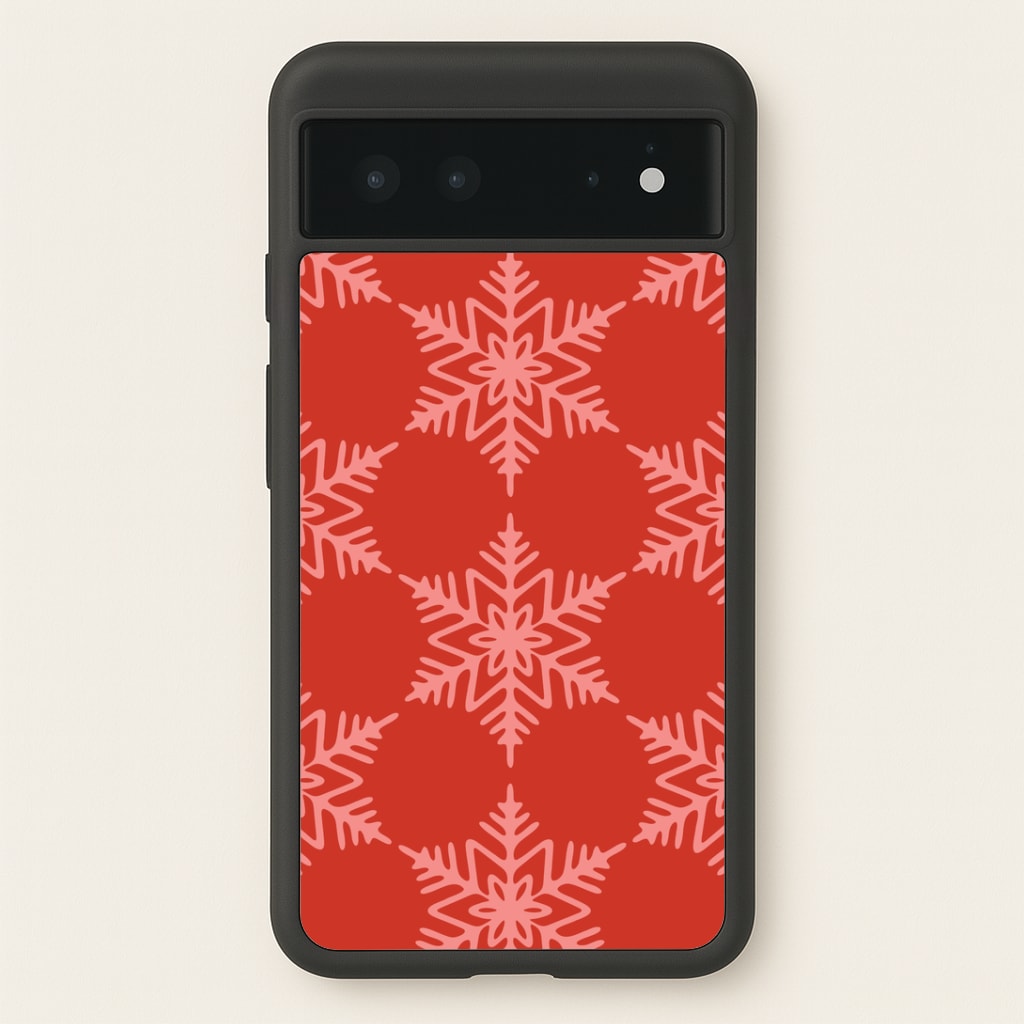 Red Giant Snowflakes Christmas Pattern Google Pixel 6 Case