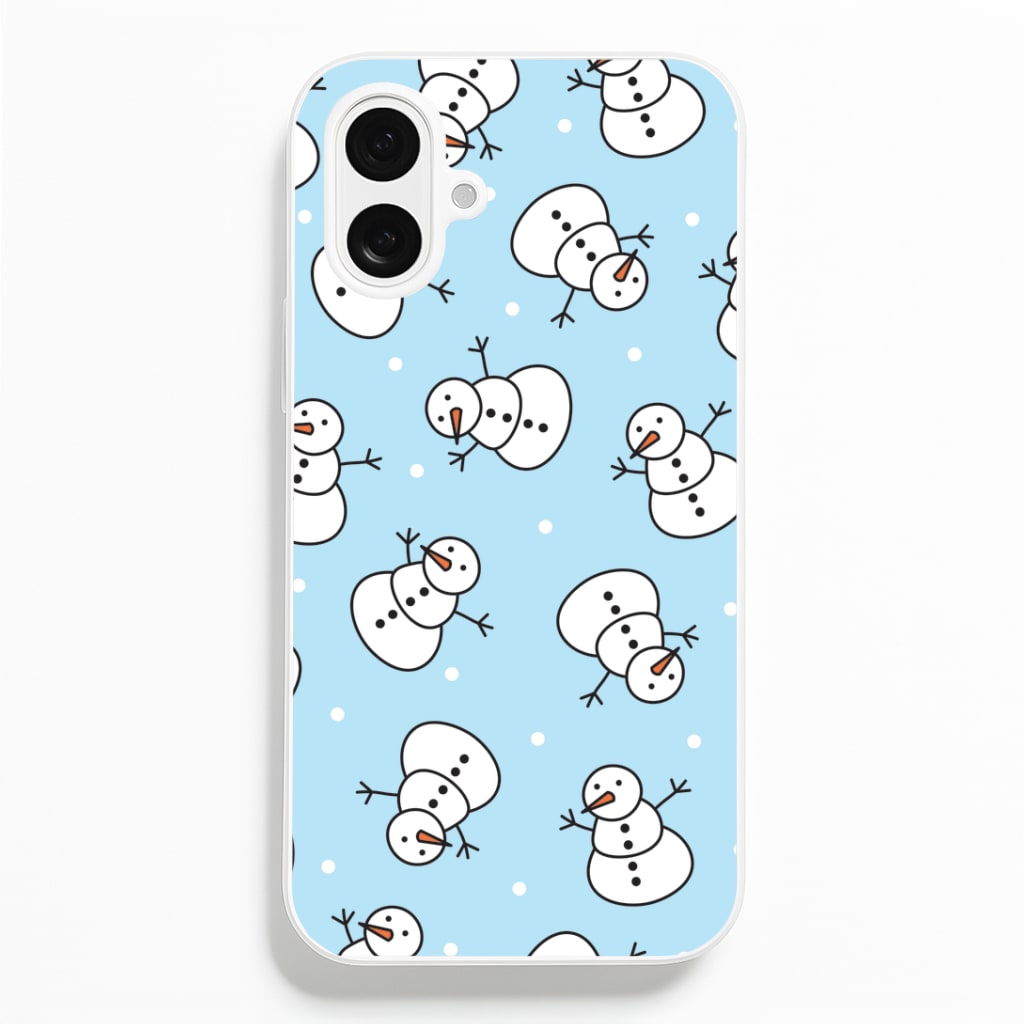 Cartoon Snowmen Pattern iPhone 16 Plus Case
