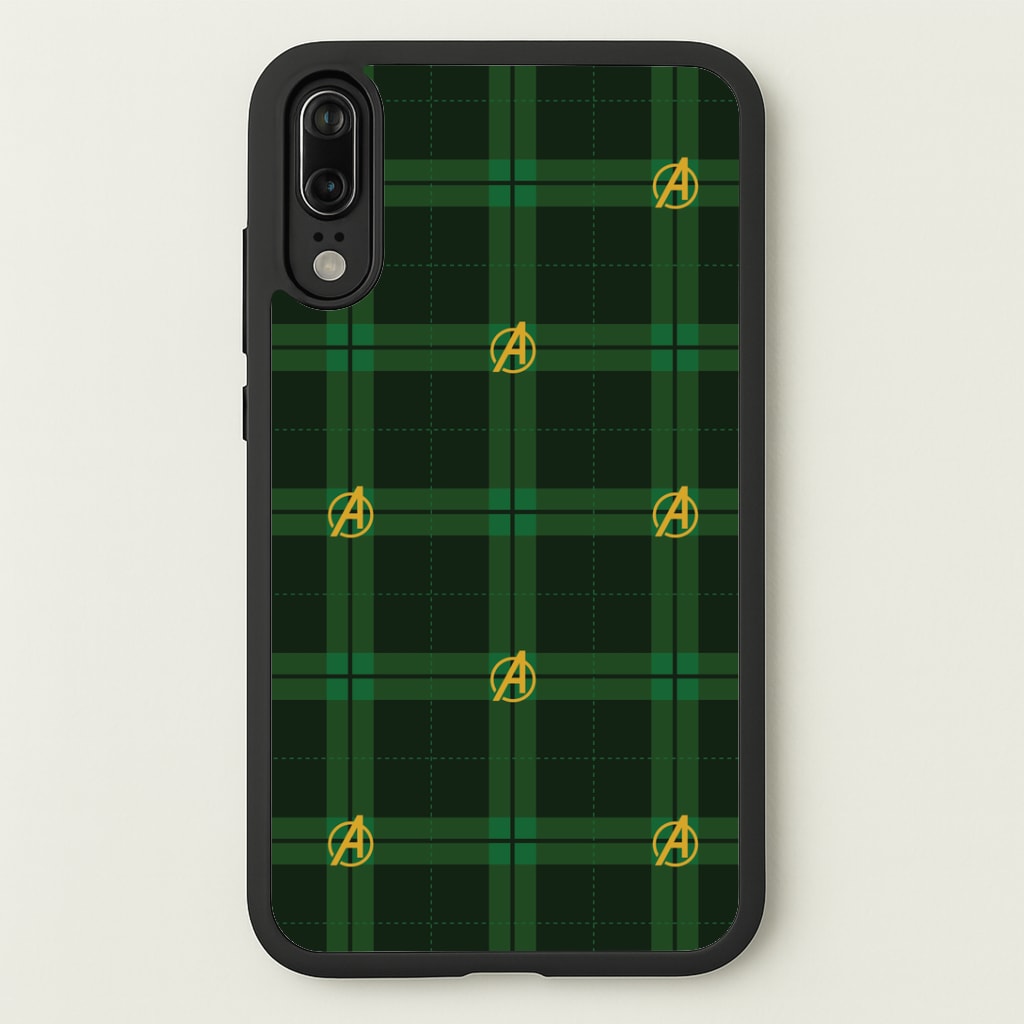Superhero Team Green Tartan Pattern Huawei P20 Case