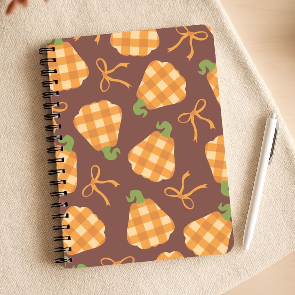 Tartan Pumpkins And Bows Pattern Notepad