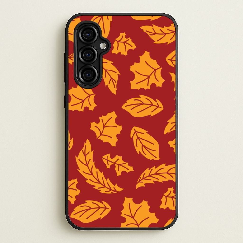 Orange Leaves Pattern Galaxy A54 Case