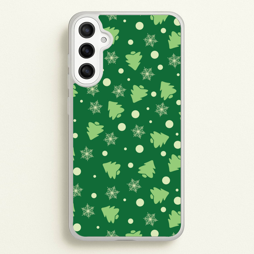 Cartoon Christmas Trees And Snowflakes Pattern Galaxy A34 Case