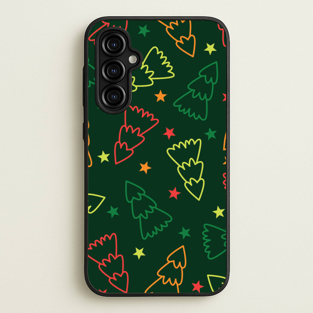 Colourful Christmas Tree Outlines Pattern Galaxy A54 Case