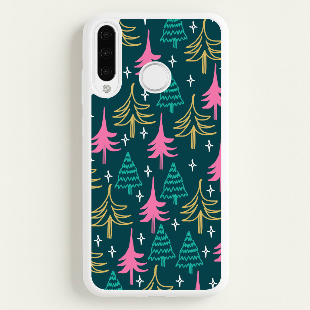 Colourful Sketched Christmas Trees Pattern Huawei P30 Lite Case
