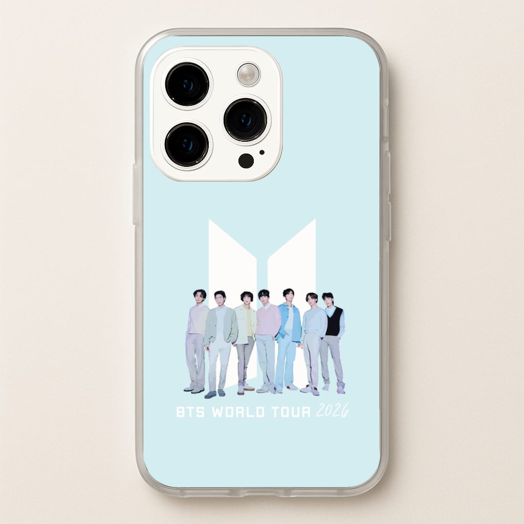 K-Pop Band Tour Pastel Blue iPhone 14 Pro Case