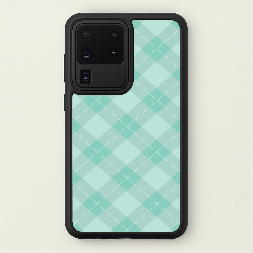 Light Cyan Tartan Christmas Pattern Galaxy S20 Ultra Case