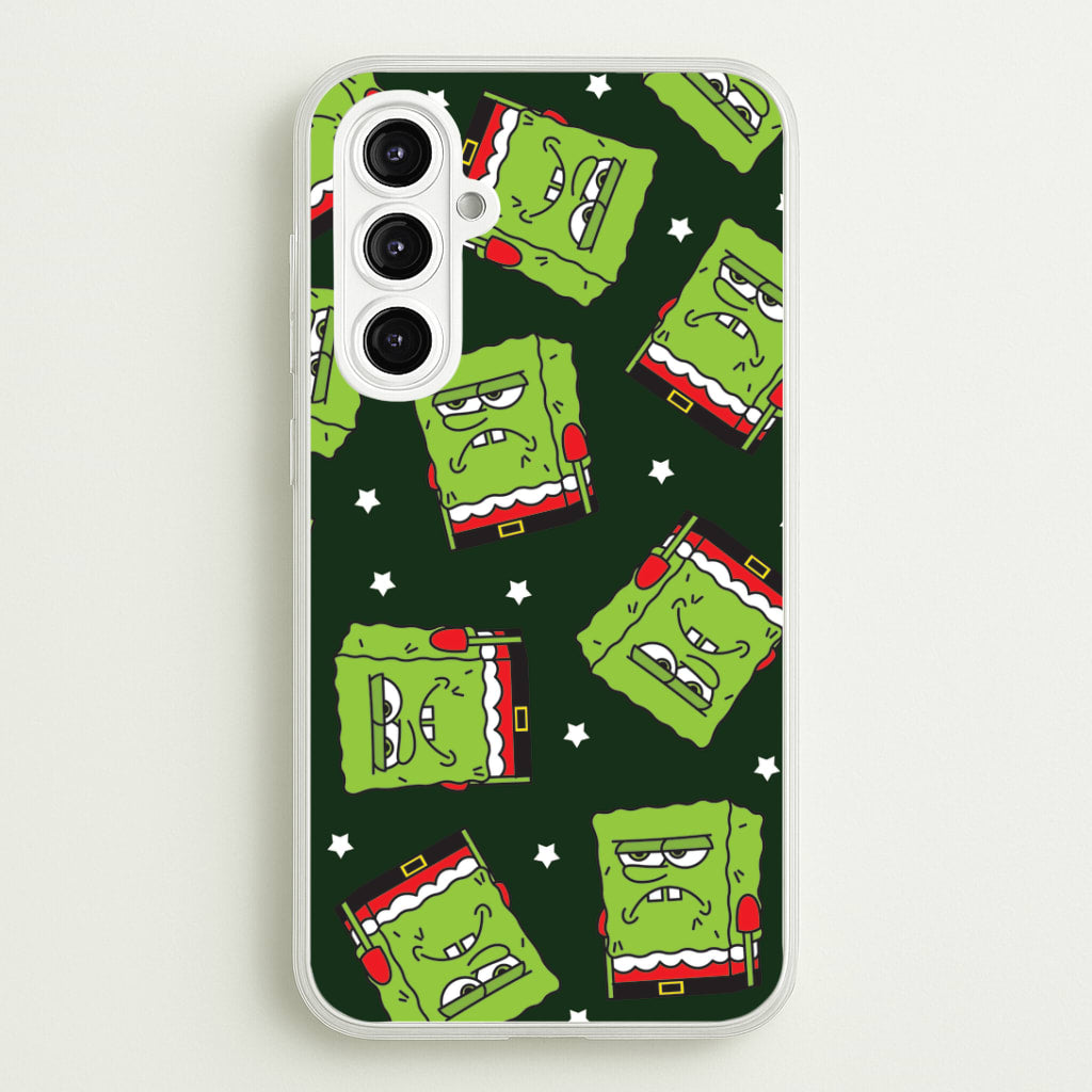 Grumpy Christmas Cartoon Sponge Pattern Galaxy A16 Case