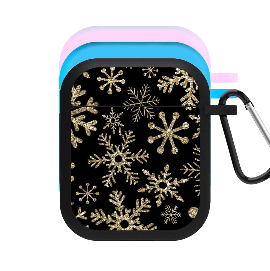 Gold Snowflake Pattern AirPods Case