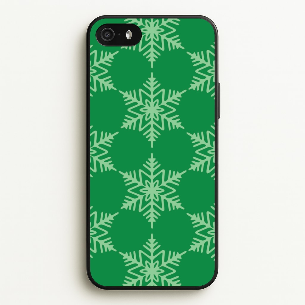 Green Giant Snowflakes Christmas Pattern iPhone 5 / 5s / SE 2016 Case