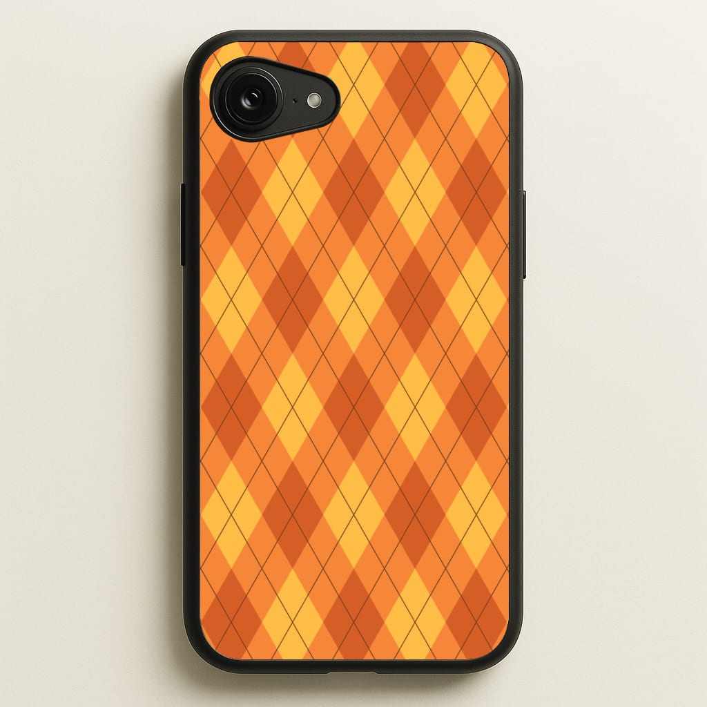 Orange Argyle Pattern iPhone 16e Case