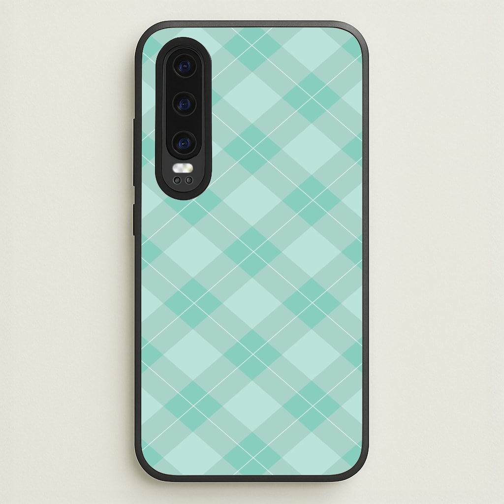 Light Cyan Tartan Christmas Pattern Huawei P30 Case