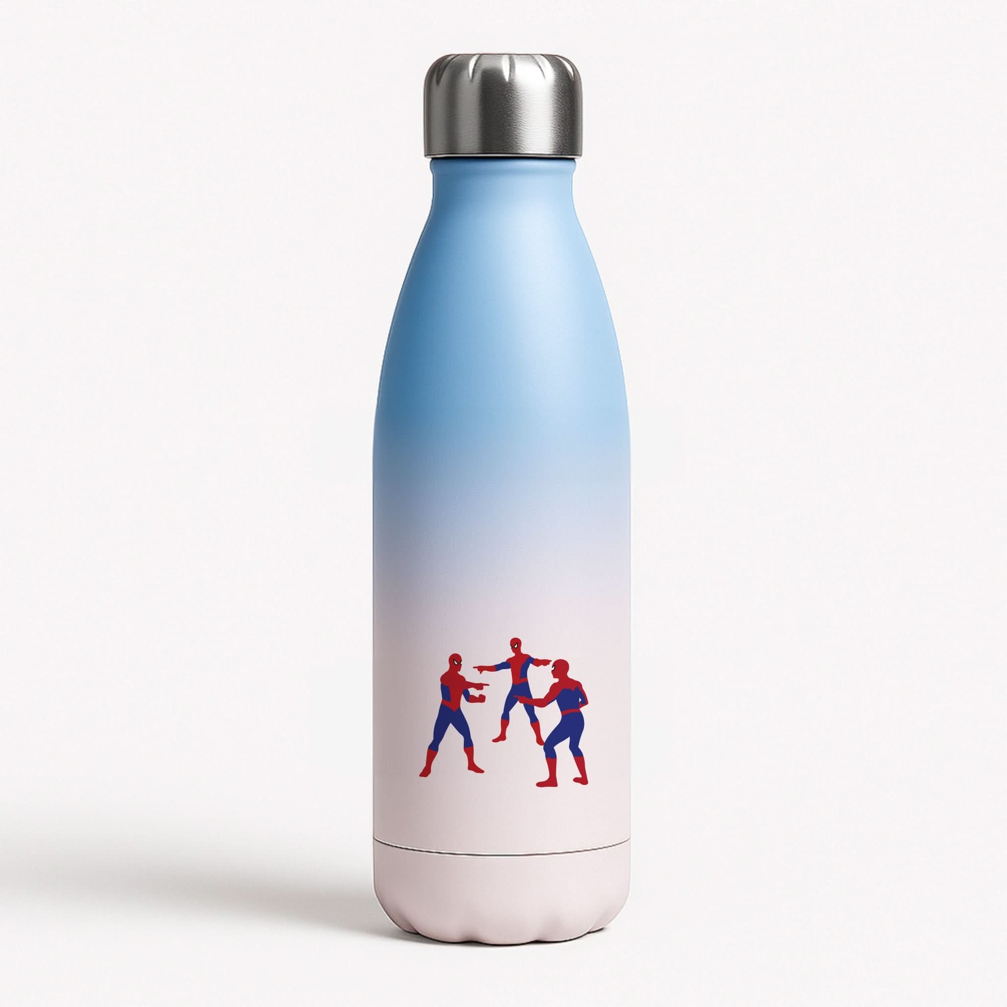 Spider Hero Pointing Meme Blue Water Bottle