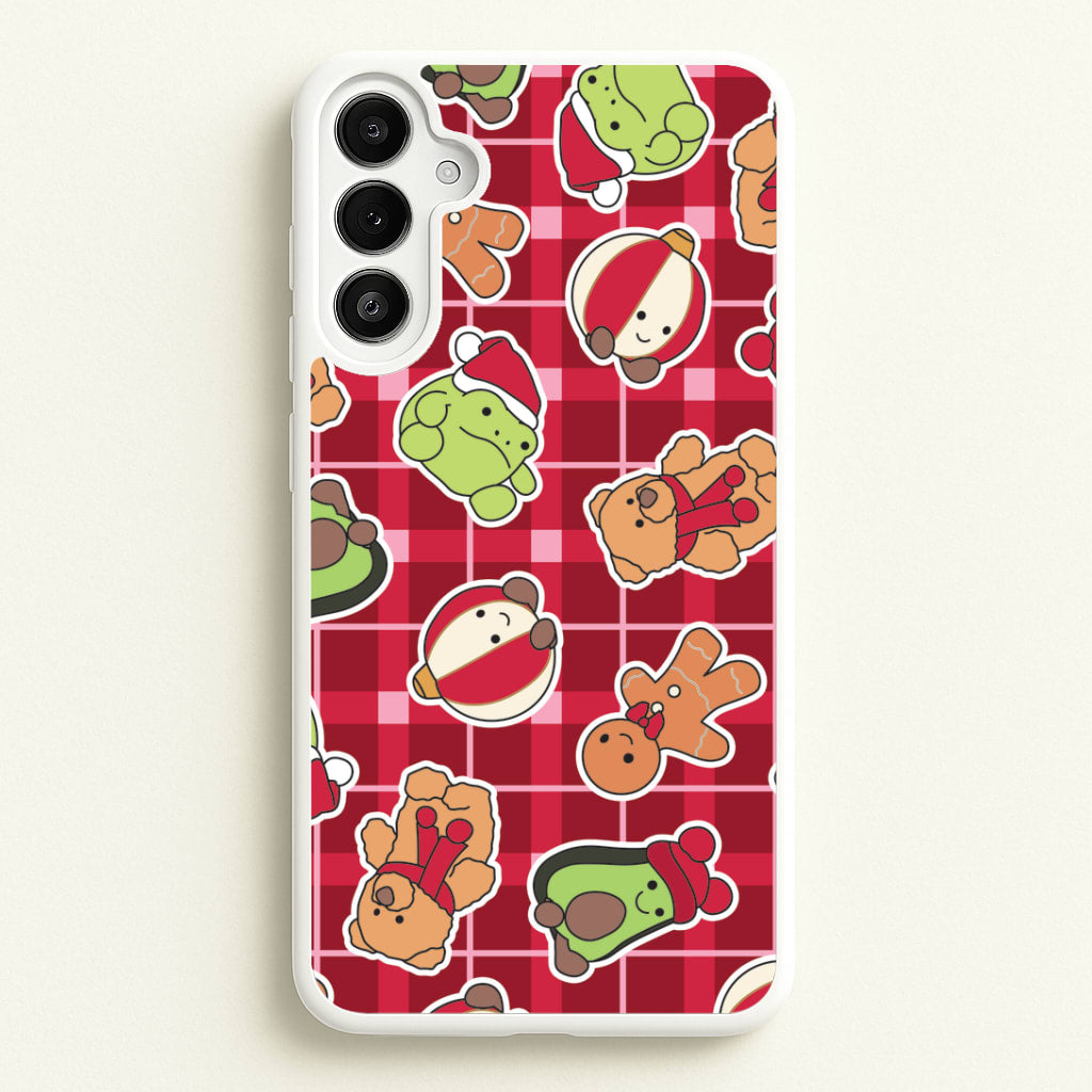 Christmas Plushies Tartan Pattern Galaxy A36 Case