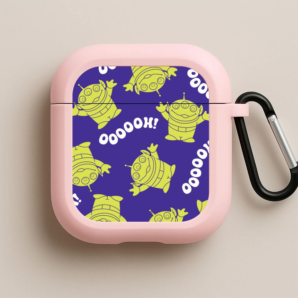 Toy Aliens Silhouette Pattern Pink AirPods Case