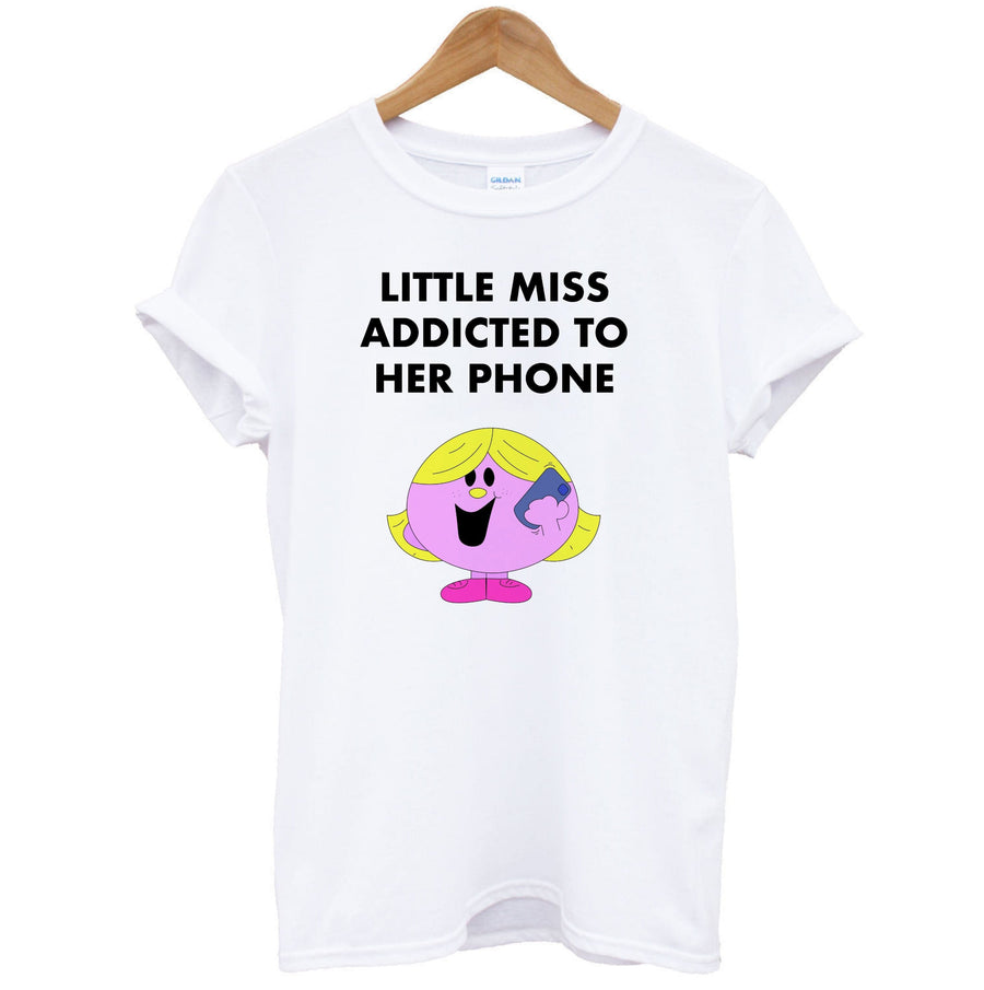 Little Miss Addicted To Her Phone - Aesthetic Quote T-Shirt