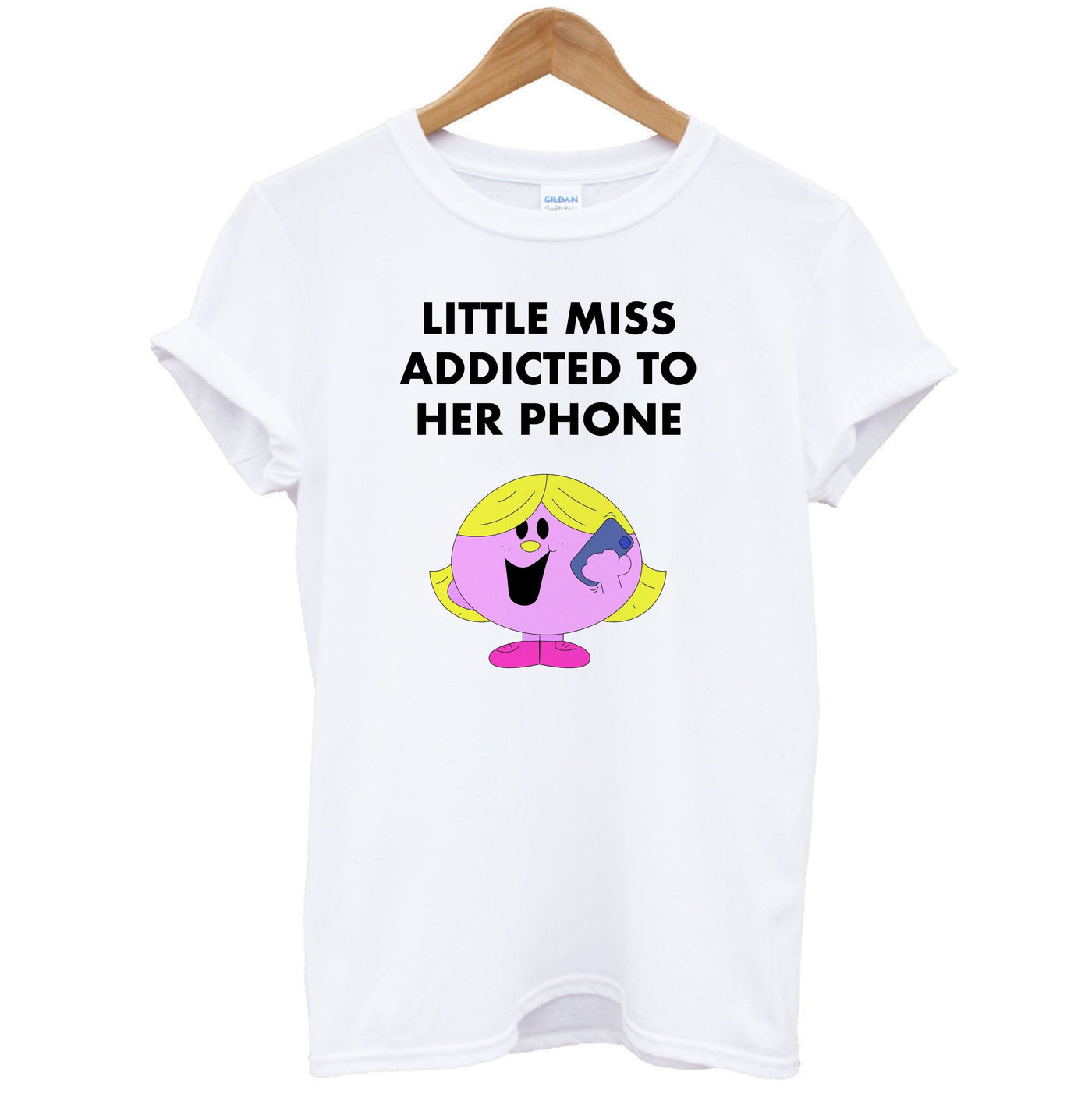 Little Miss Addicted To Her Phone - Aesthetic Quote T-Shirt