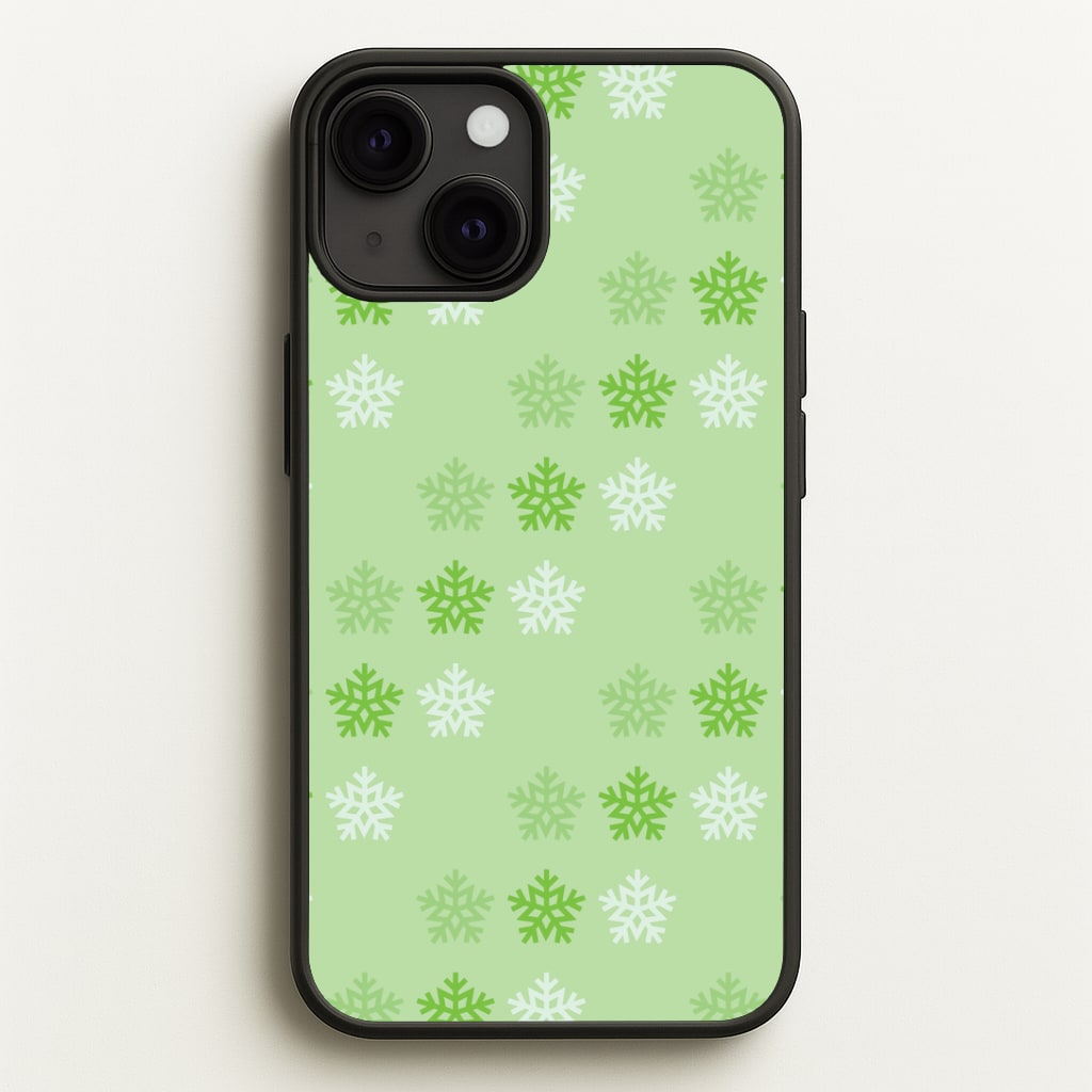 Green Slowflakes Christmas Pattern iPhone 13 Case