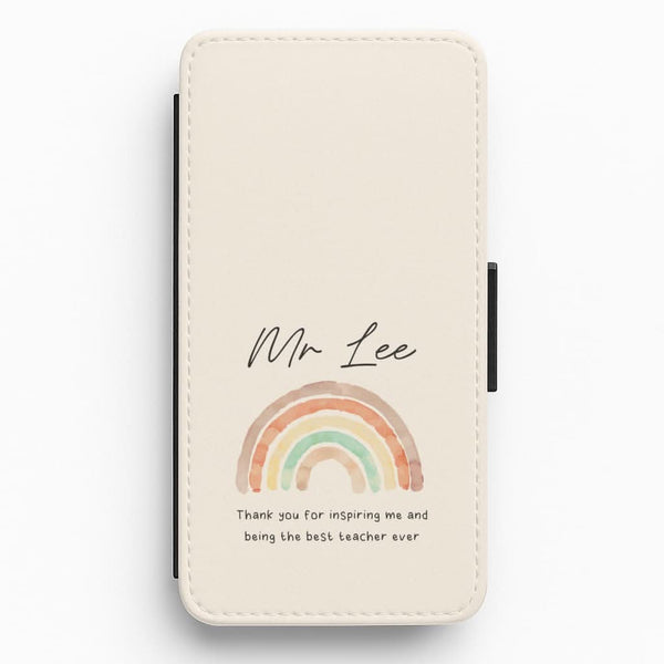 Biege Personalised Teacher Rainbow Flip / Wallet Phone Case