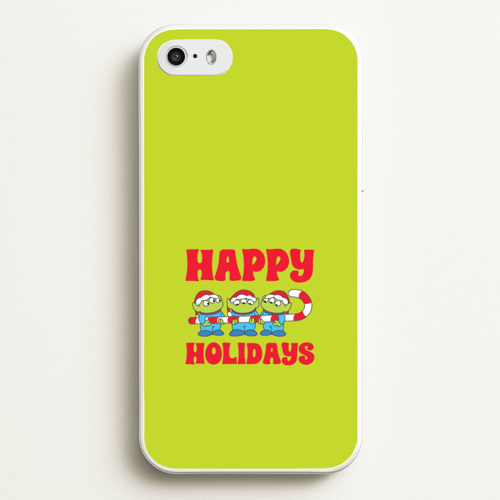 Happy Holidays Cute Green Aliens iPhone 5 / 5s / SE 2016 Case