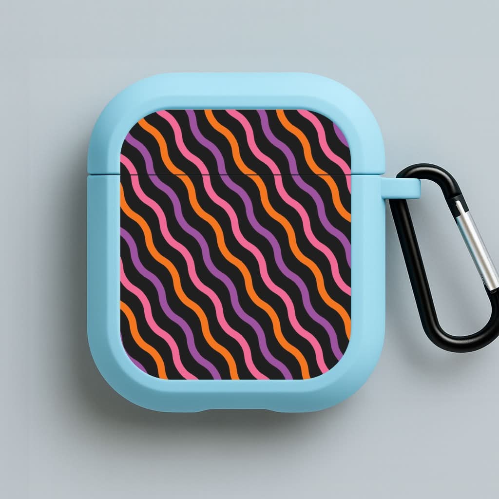 Wavy Abstract Halloween Pattern Blue AirPods Case