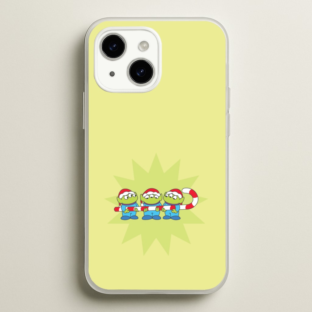 Cute Green Aliens Candycane iPhone 14 Case