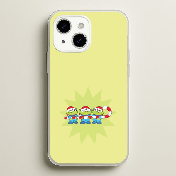 Cute Green Aliens Candycane iPhone 14 Plus Case