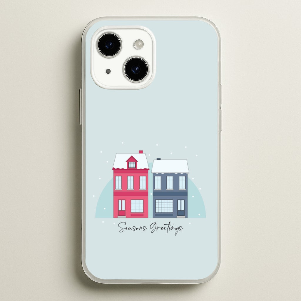 Seasons Greetings Winter Townhouses iPhone 14 Plus Case